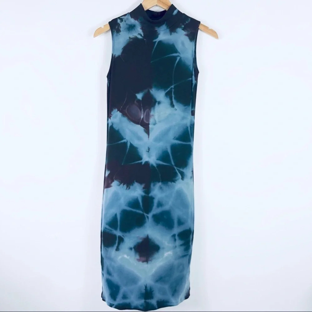 Brightly Twisted Sleeveless Tie Dye Ribbed Dress S